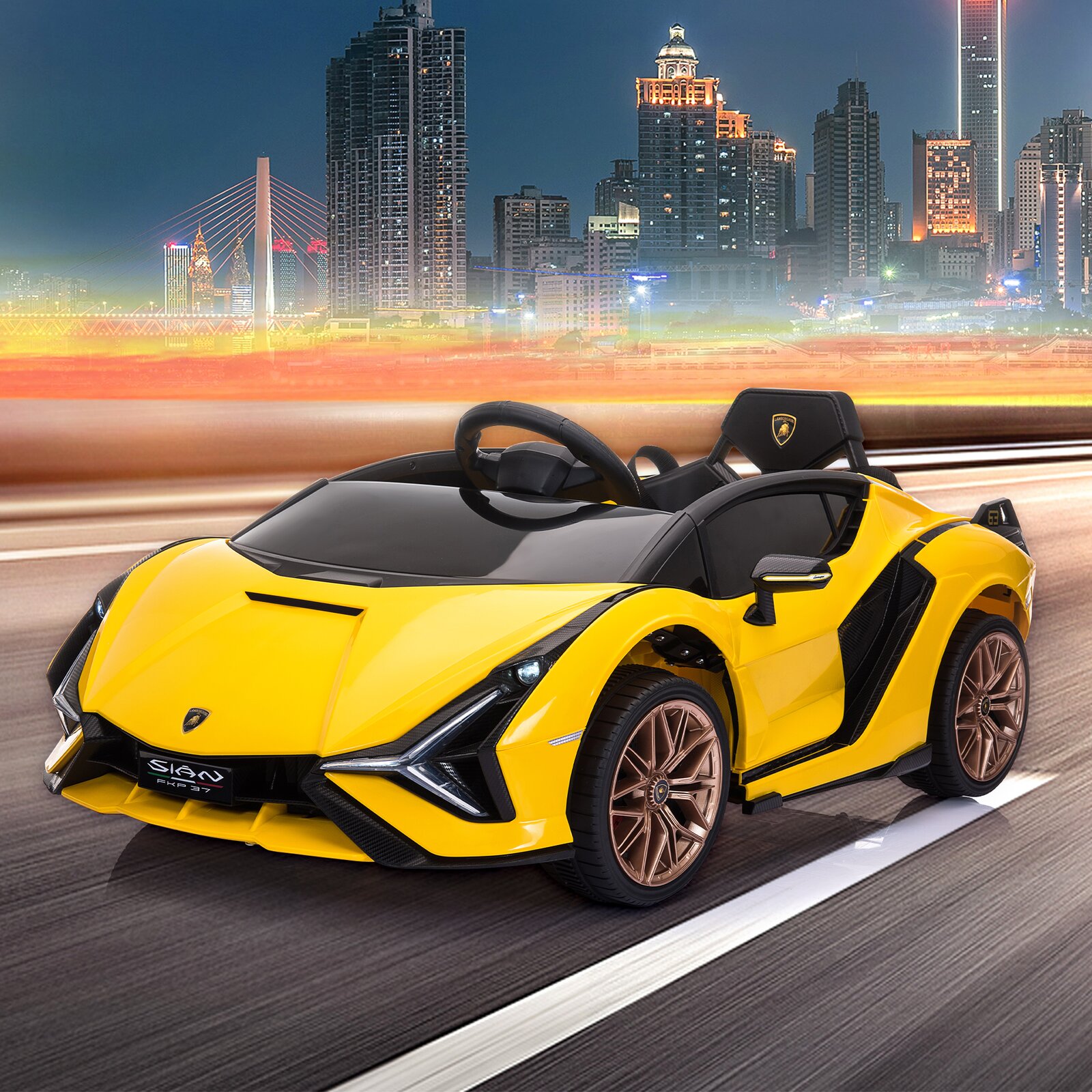 【Baby&Kids】Lamborghini Sian Ride On Car 12V Kids Electric Motorized Vehicle With Led Lights, Remote Control & Scissor Doors