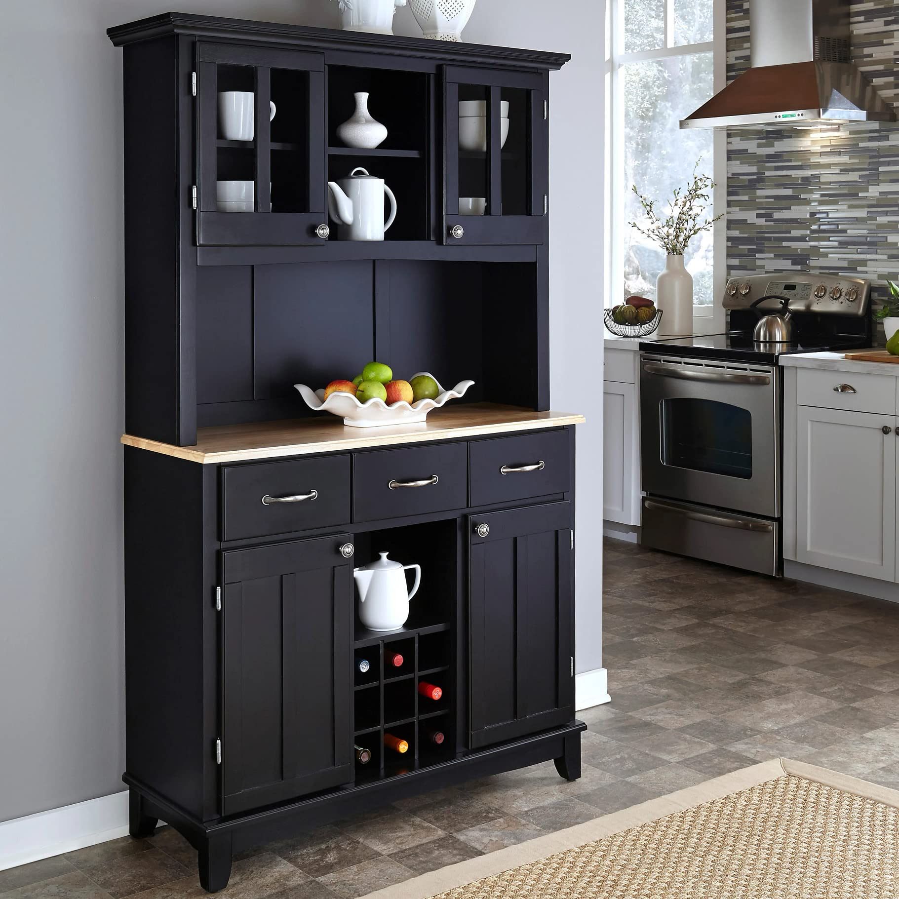 【Furniture】Server sideboards - Buffets - Credenzas, Hutch, Black